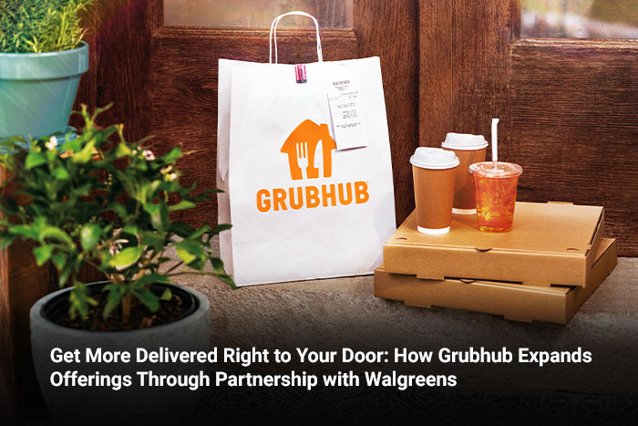 Photo of a Grubhub bag on a doorstep.